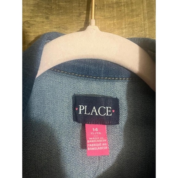The Childrens Place Girls Denim Jacket Blue Size 14 XLTG Wash Button Front - Picture 6 of 7